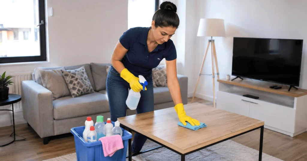 Cleaner Jobs in Canada 2026 – Professional residential cleaner preparing a rental property for move-in with modern cleaning equipment