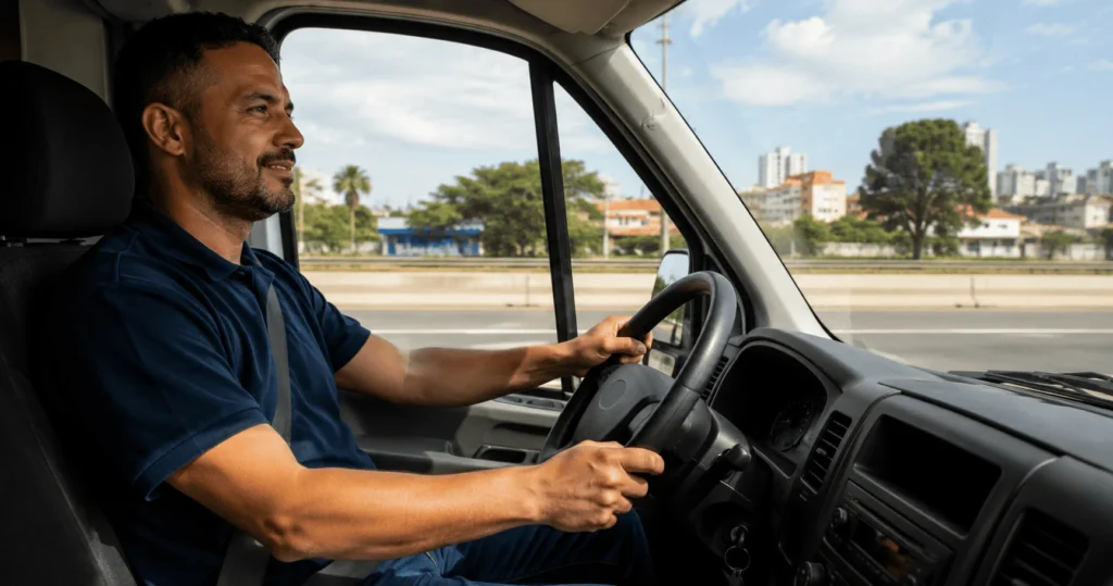 Professional driver operating a company vehicle for Driver Jobs in Brazil in Feira de Santana, Bahia, Brazil.