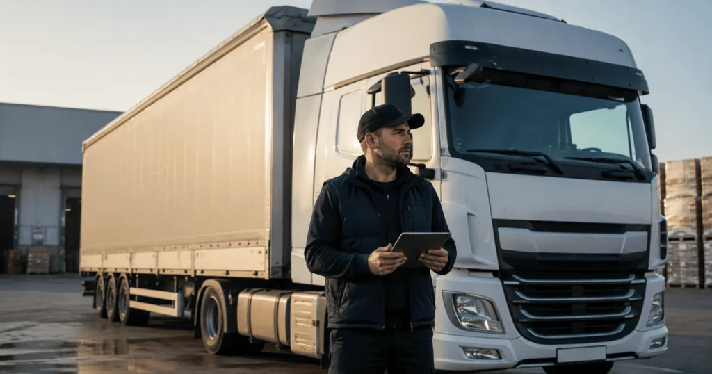 Truck Driver Jobs in Poland commercial truck driver delivering products across Poland with a heavy-duty transport vehicle