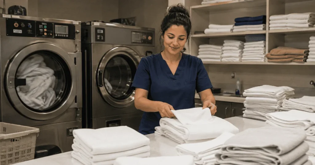 Laundry Assistant Job in Australia working in a commercial laundry